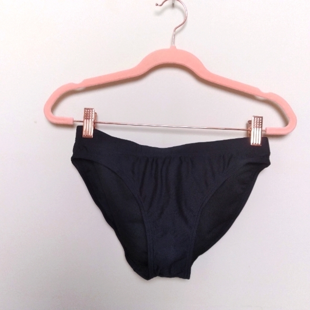 TYR Neutral Black Athletic Workout Bikini Bottoms with Drawstring Waist small